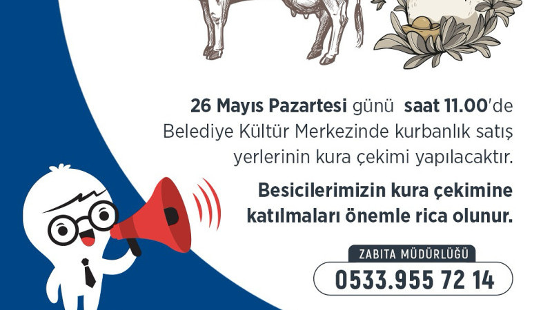 KURBAN SATIŞ YERLERİ KURA İLE BELİRLENECEK